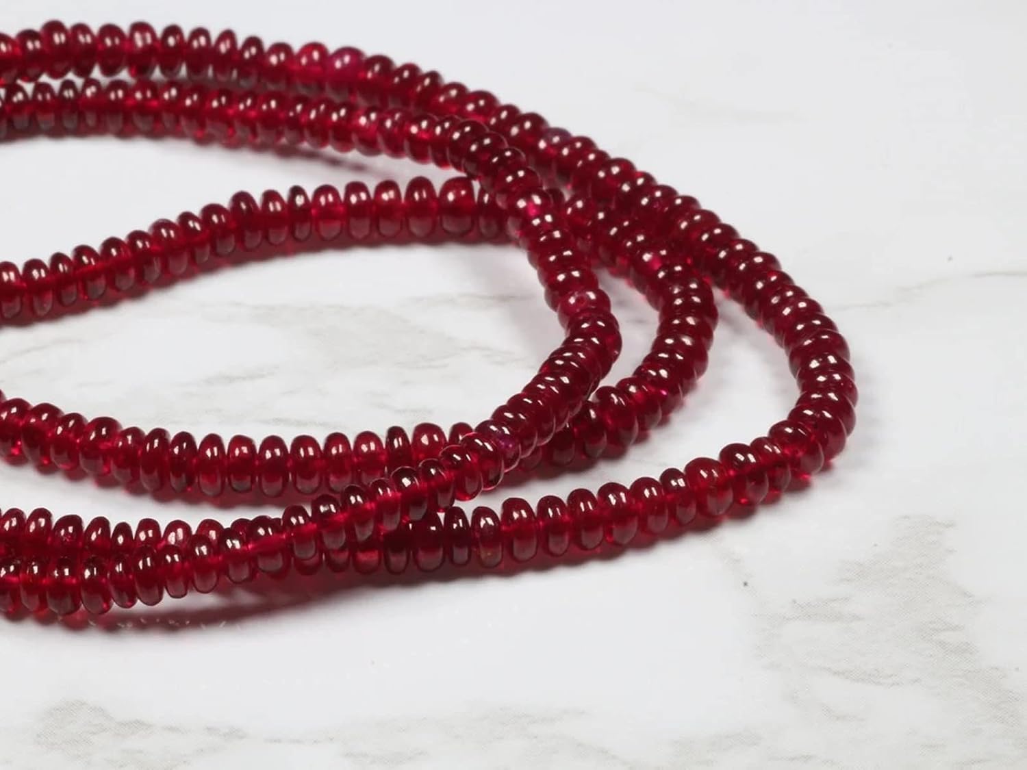 1 Strand AAA Red Ruby 3.5mm Smooth Rondelles 16