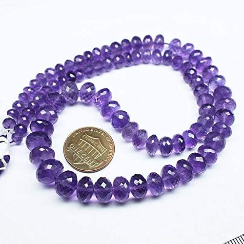 LOVEKUSH LKBEADS Amethyst Purple Faceted Rondelle Micro Gemstone Craft Loose Beads Strand 16 Inch Long 10mm 5mm Code-HIGH-1183