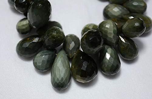 Cat's Eye Faceted Tear Drops Beads, Green Cat's Eye Faceted Drops Gemstone, 6x10mm - 13x16mm Approx 8 Inch Strand Code-HIGH-24309