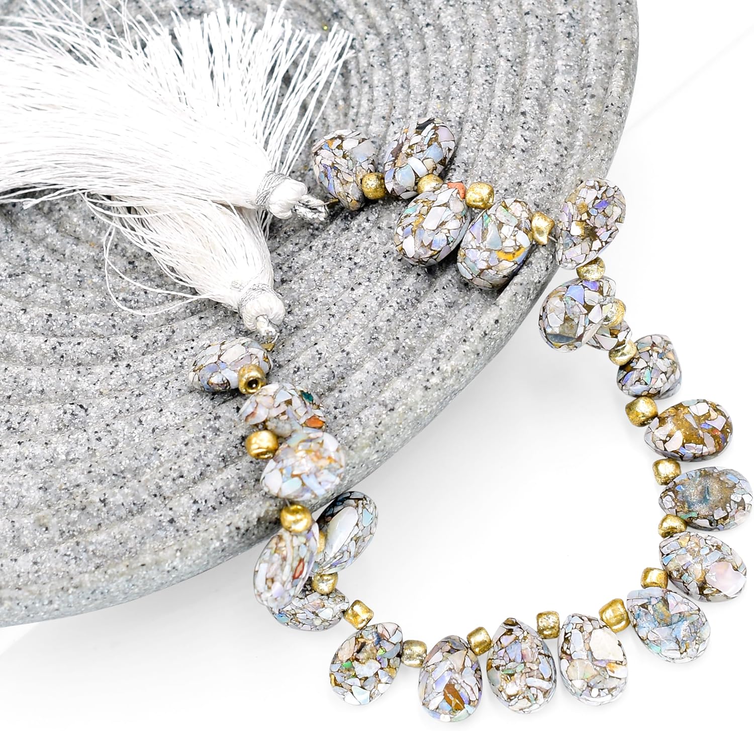 Natural White Ethiopian Copper Turquoise Gemstone Loose Beads for Jewelry Making DIY Bracelet Necklace 10X14mm Faceted Crystal Calibrated Stone Briolette Gems Crafting Bead