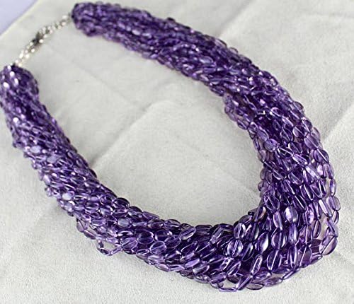 16 Line Natural BRAZILIAN AMETHYST Long Beads NECKLACE 20 INCHES 10MM TO 7MM