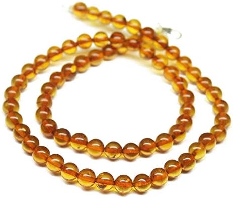 1 Strand Poland Amber Round Ball Smooth 18'' Long Strand Gemstone Beads, Jewelry Supplies for Jewelry Making, Bulk Beads, for Meditation Jewellery for Reiki Healing Mystic Gemstone 6.5mm