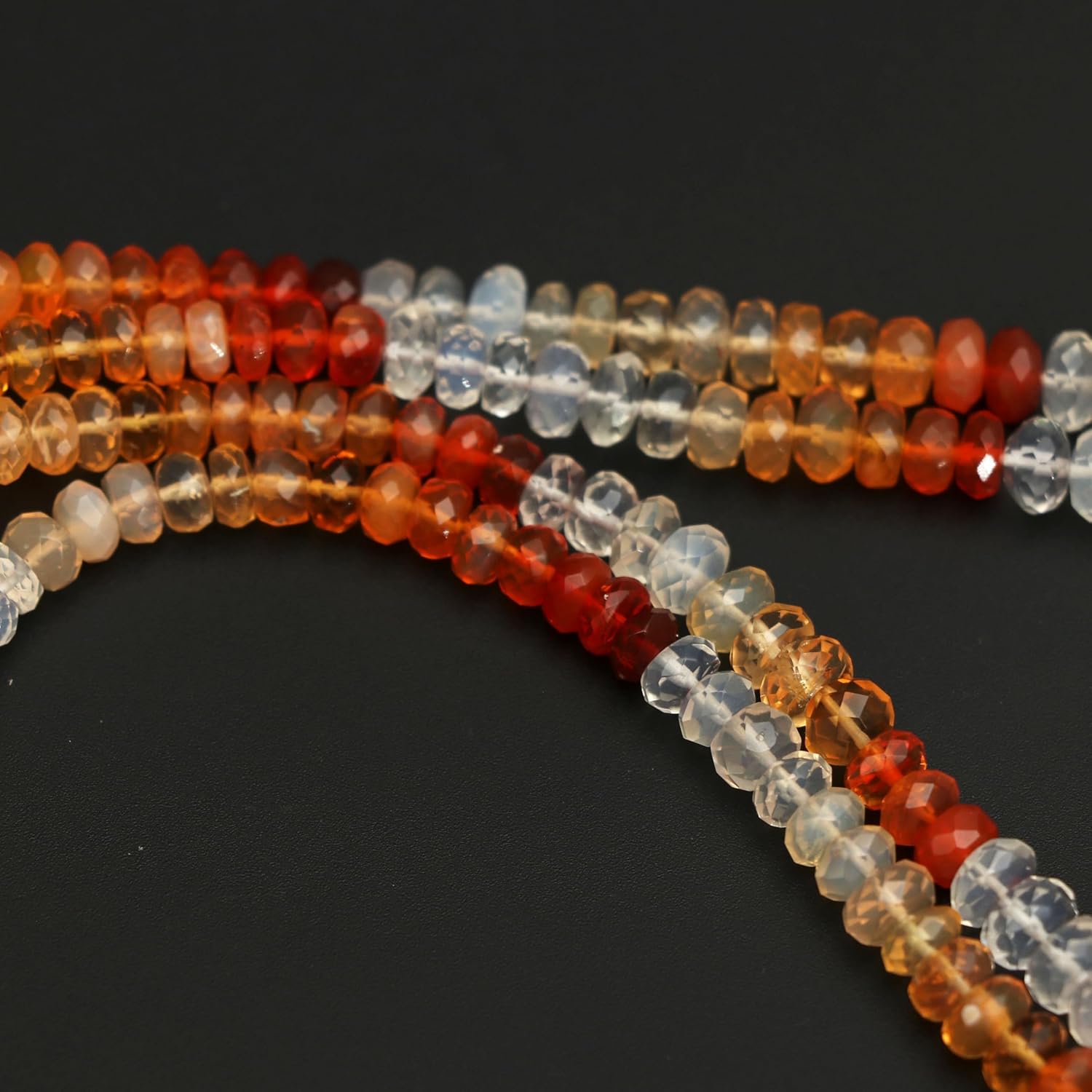 AAA+ Mexican Fire Opal Faceted Rondelle Beads 4-4.5mm Dark Color Mexican Fire Opal Rondelle Beads 18