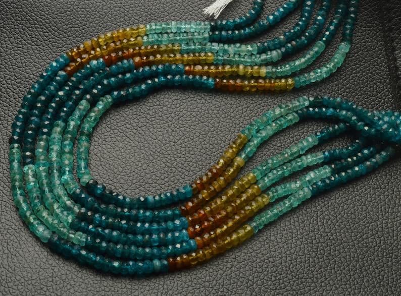 13 inch Strand of Natural gem Multi Apatite, 4-4.5mm rondelle Faceted Beads for DIY Jewelry Making. | Beads_05360