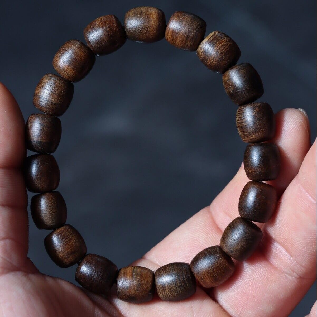 Agarwood 10mm*19pcs Fusen Red Agarwood Drum Beads Nine Points Sunken Grade Buddha Beads