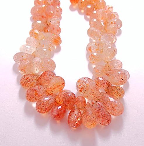 natural sunstone 10x6.5-19x11 mm feceted tear drop shape 9.5 inch strand