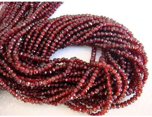 Natural Mozambique Garnet Faceted Ronedelles 3mm 13 Inch lot of 10 Strands CHIK-STRD-95490