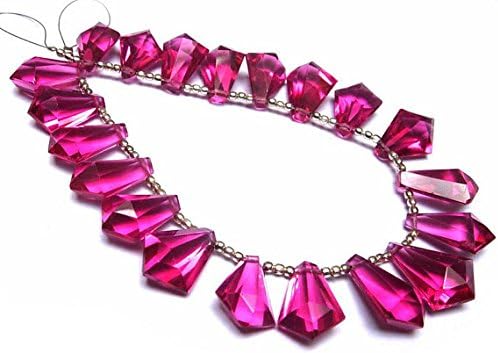 13 inch natural beads strand of 18x12mm faceted fancy rubelite pink quartz gemstone briolletes beads for DIY jewelry - necklace, bracelet, earring, ring.