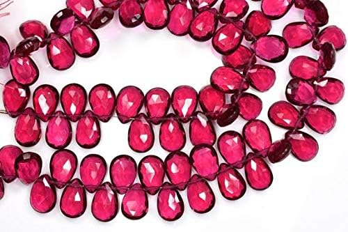 7 Inch Strand-Calibrated 8x12mm-Superfine High Polished Rubellite Pink Quartz Faceted Pear Shape Briolette Beads Code-HIGH-59306