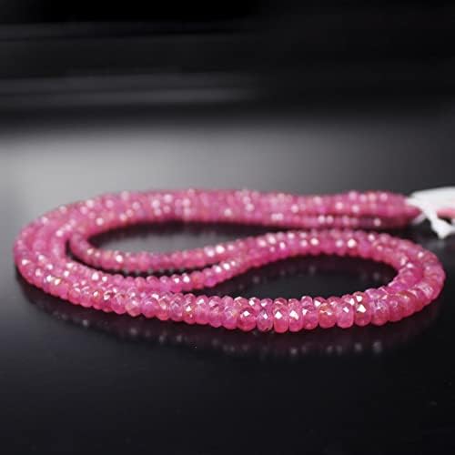 13 inch Strand of Natural gem Pink Sapphire, 4-5mm rondelle Faceted Beads for DIY Jewelry Making. | Beads_06385
