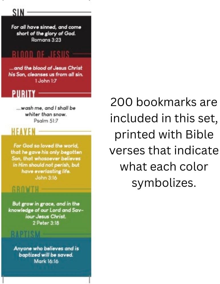 Wordless Bracelet and Bookmark Teaching Kit- Black, White, Red, Green, Yellow, and Blue Plastic Beads-6 Packs- 9mm- Opaque- 900 Count Each Color- 100 Yards Cotton Thread Cord and 200 Bookmarks