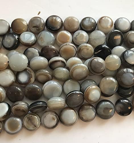 13 inch Strand of Natural gem Grey Agate, 20x9mm Coin Smooth Beads for DIY Jewelry Making. | Beads_04569