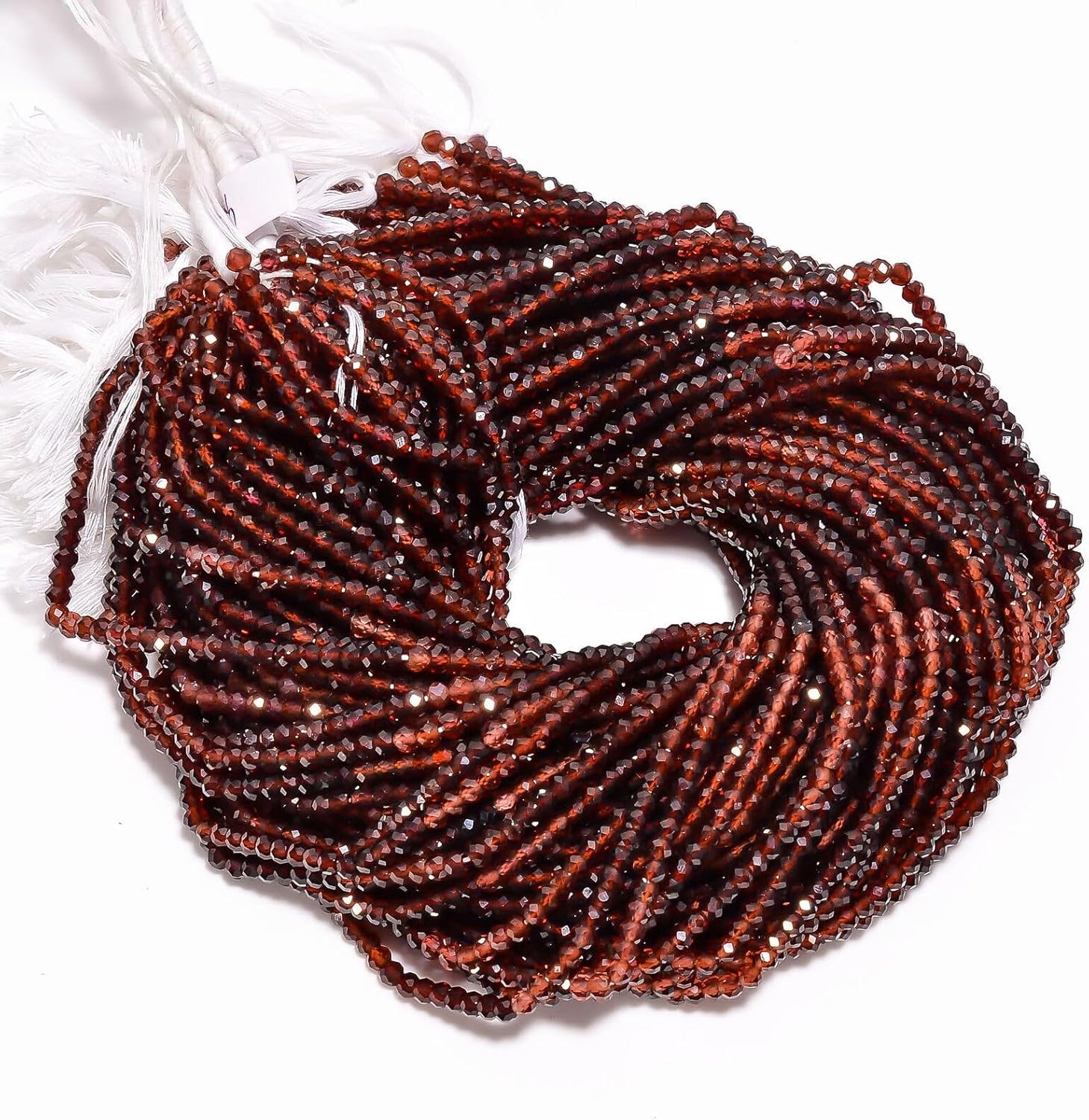 Natural Garnet Shaded Gemstone Round Shape Faceted Beads 4 mm 10 Strand 13