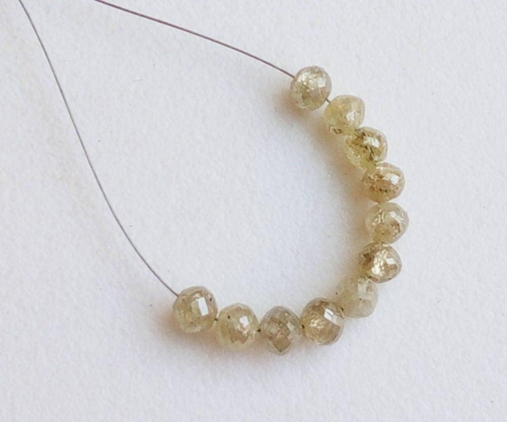 2-3mm Yellow Rondelle Diamonds, Natural Sparkling Yellow Faceted Diamond Beads, 3 Pcs Conflict Free Diamonds For Jewelry - DDP138, 2 MM - 3 MM