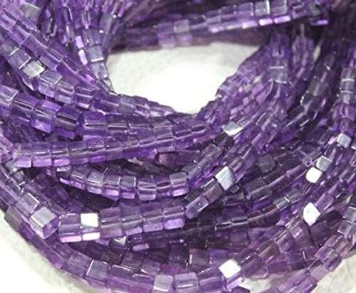 1 Strand Purple African Amethyst heishi Cube squresmooth 8'' Long Strand Gemstone Beads, Jewelry Supplies for Jewelry Making, for Meditation Jewellery Gemstone 4mm to 5mm
