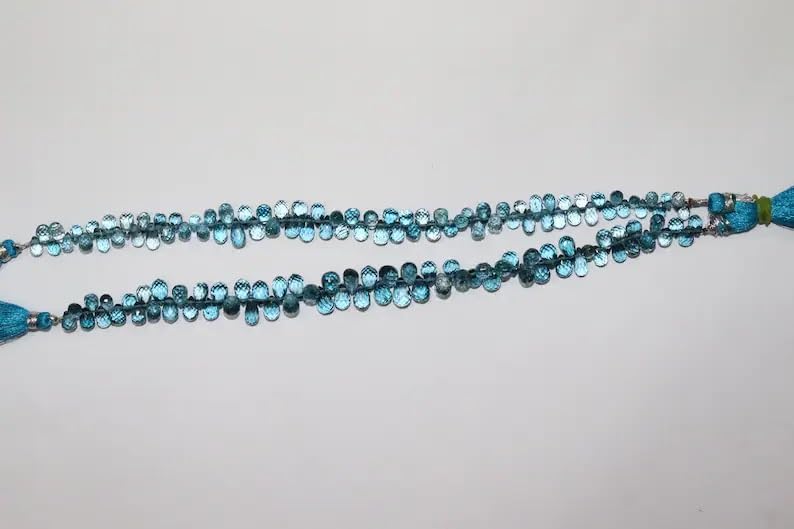 London Blue Topaz Faceted Drops Beads 4 * 6-5 * 8 mm London Blue Topaz Beads Blue Topaz Briolette Beads London BT Beads Wholesale Beads