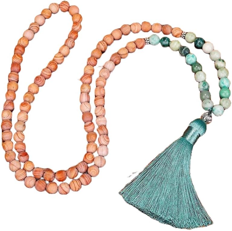 Serpenggiante, turquoise Stone Mala Beads, 108 Mala Necklace, Knotted Mala, WWG Necklace, Yoga Jewelry Meditation Beads Spiritual Jewelry Boho Jewelry