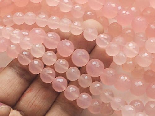 13 inch Natural Beads Strand of 9-10mm Faceted Round Pink Chalcedony Gemstone Beads for DIY Jewelry - Necklace, Bracelet, Earring, Ring.