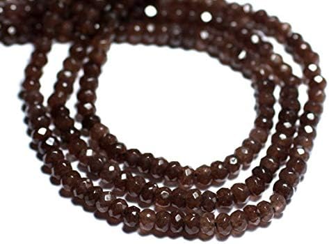 Beads Gemstone 39cm 128pc env - Stone Beads - Jade Faceted Rondelle 4x2mm Brown Taupe Brown Code-HIGH-69553, Gemstone Metal Stone, Gemstone Metal Stone