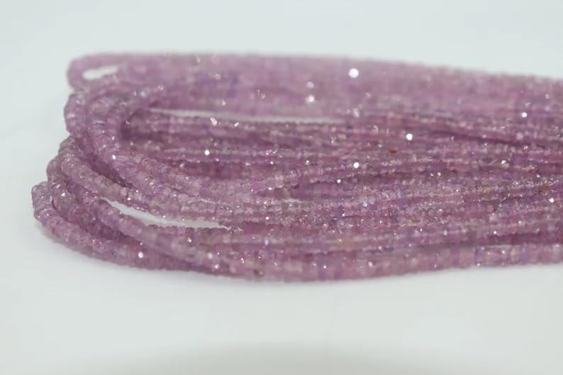 Natural Pink Sapphire Faceted Rondelle Beads 2.5-3.5mm Pink Sapphire Faceted 3mm Pink Sapphire Beads Wholesale Beads