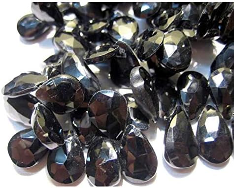 Black Spinel Gemstone Briolettes, Faceted Pear Beads, 8x13mm to 9x17mm Briolettes, 14 Inch Strand Code-HIGH-48591