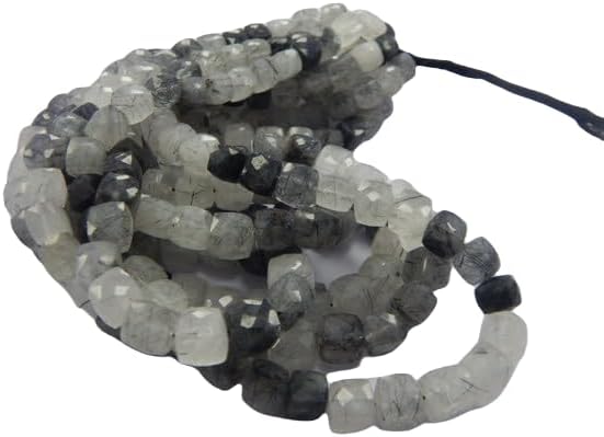 13 inch Strand of Natural gem Black Rutile, 5-8mm Cube Faceted Beads for DIY Jewelry Making. | Beads_01728