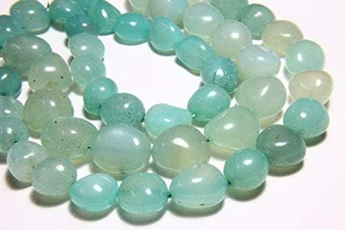 13 inch natural beads strand of 14x19-21x22mm smooth tumble aqua chalcedony gemstone beads for DIY jewelry - necklace, bracelet, earring, ring.