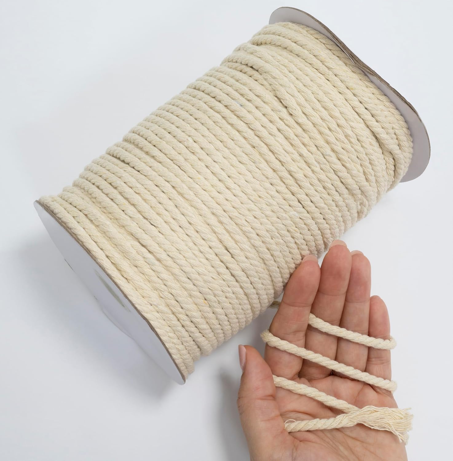 AERZETIX - C76692 - Cord Spool Twisted Thread 700 g for Macrame Ø 5 mm x 100 m - Cotton - Natural Colour - Creative Hobby Ball Haberdashery Decoration