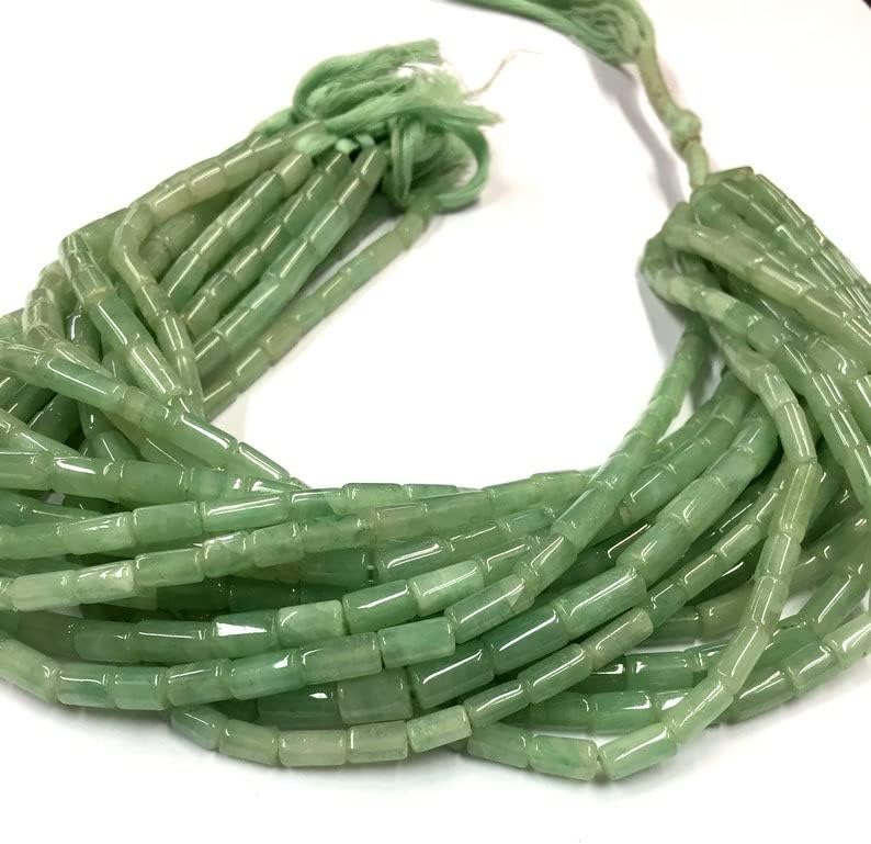 13 inch Strand of Natural gem Green Amazonite, 5-6mm Tube Smooth Beads for DIY Jewelry Making. | Beads_04025