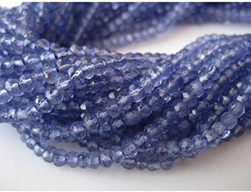 1 Strand Natural Blue Coated Quartz Bead, Tanzanite Color, Micro Faceted Rondelle Beads, 4mm Beads, 14 Inches Code-HIGH-17037