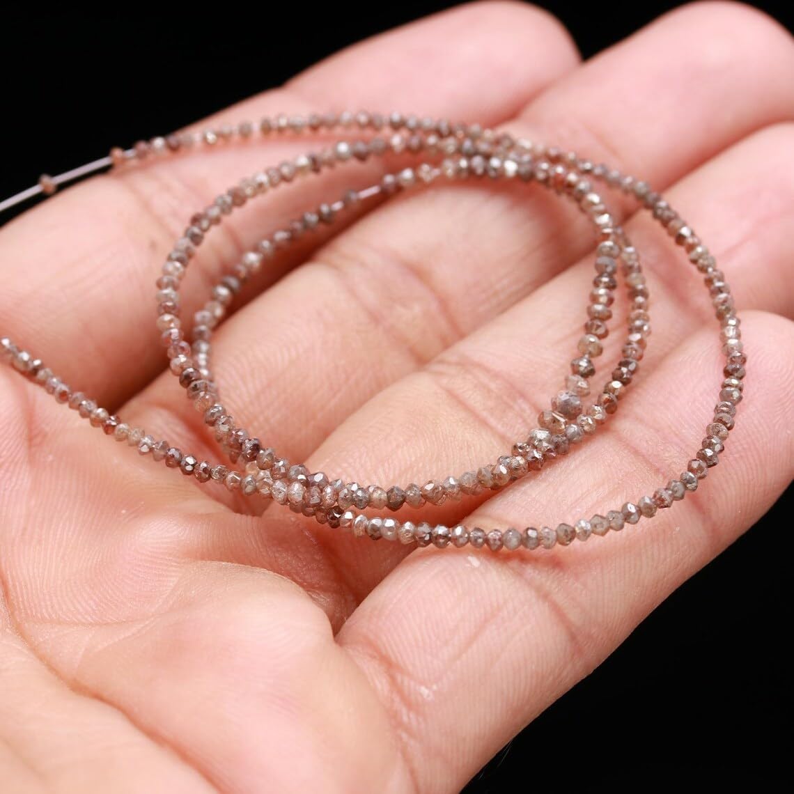 Natural Red Pink Diamond Faceted Beads Rare Diamond Rondelle Beads Strand for Jewelry Making