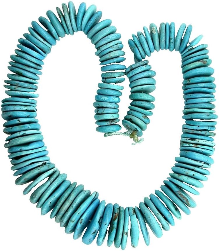 8.6 Ounce Baby Blue Turquoise Rondelle Graduated Flat Bead 16 Inch Strand ET40