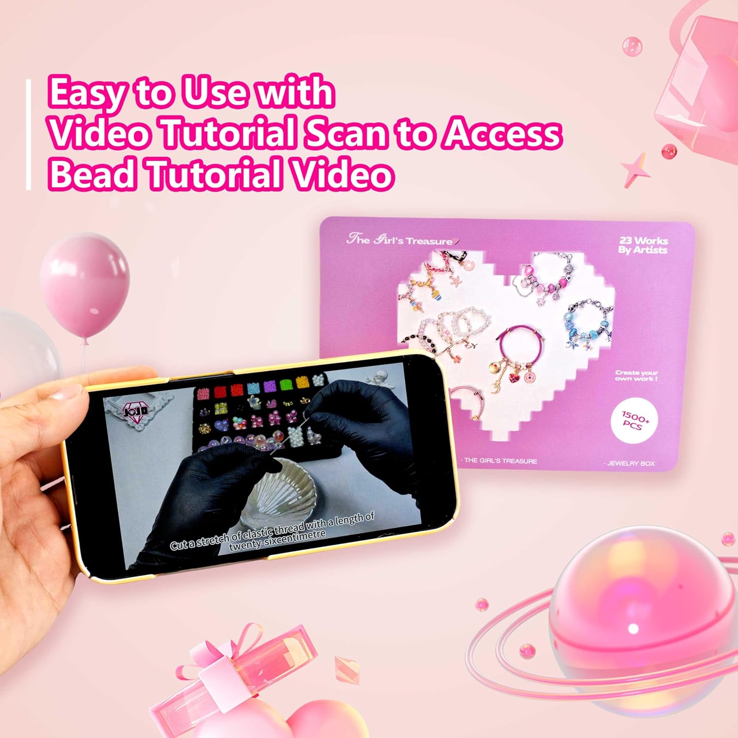 DIYJOJO Girls Treasure Gift Box, 1500pcs Jewelry Making Kits with Guided, 1 Dreamcatcher, 4 Beaded Pen, 15 Bracelet, 3 Necklace,4 Headdress, Christmas Birthday Gifts for 6-12 Year Old