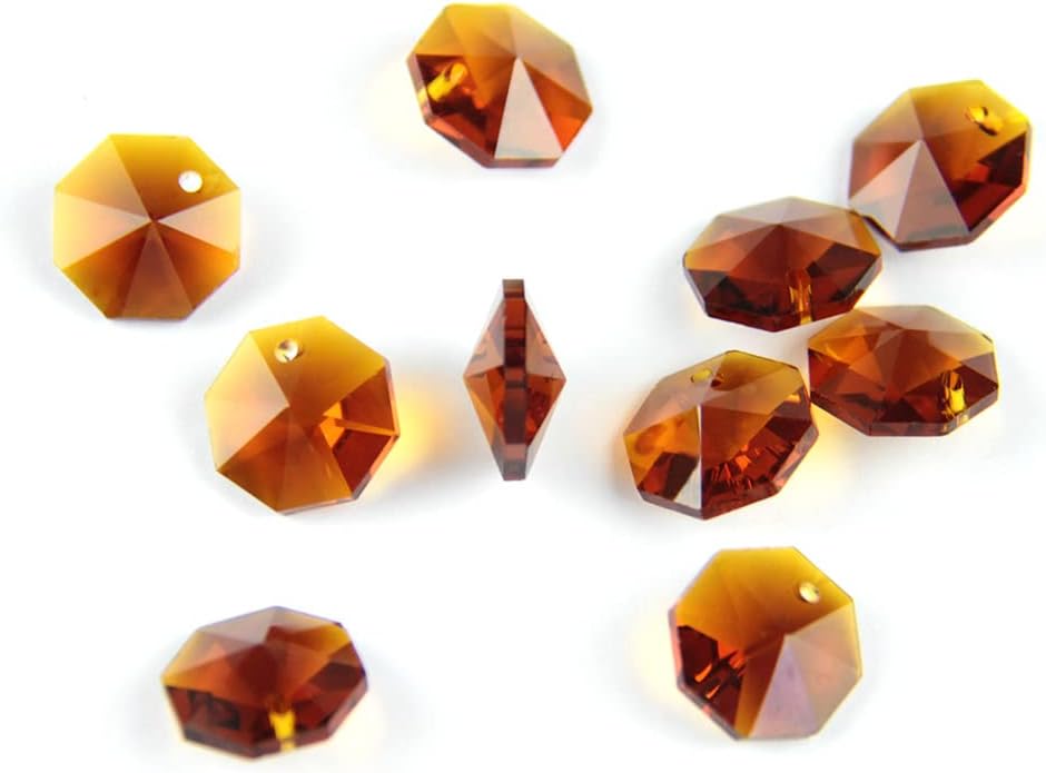 200pcs/lot Red,Tea,Rose 14MM Glass Crystal Chandelier Octagon Beads In One Hole Lighting Accessories DIY Curtain Beads Supplies - (Color: Orange/Size: 2000pcs)