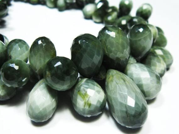 BEADS GEMSTONE 363 carat-LARGE AAA Cats Eye Faceted Tear Drops Briolette- 10 Inch Long Strand -Stones measure- 8x6-20x10mm Code-HIGH-9138