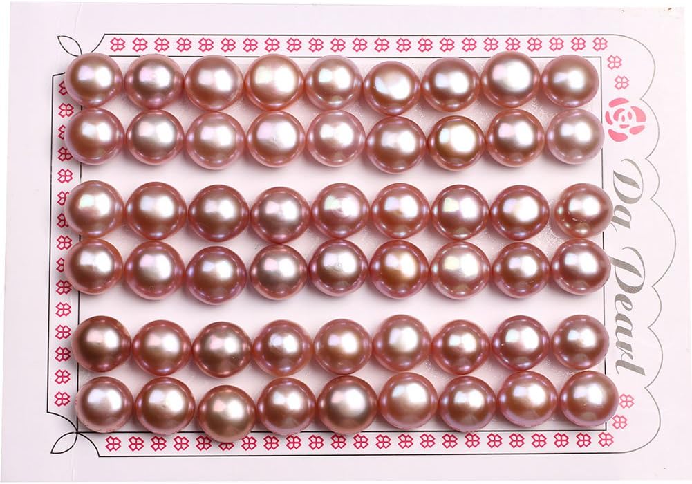 GEM-Inside 10mm Size 27 Pairs Purple Pearls Half Drilling Drill Freshwater Pearls Loose Beads Handmade Beads for Jewelry Making Stud Earring Jewelry Beading Supplies for Women