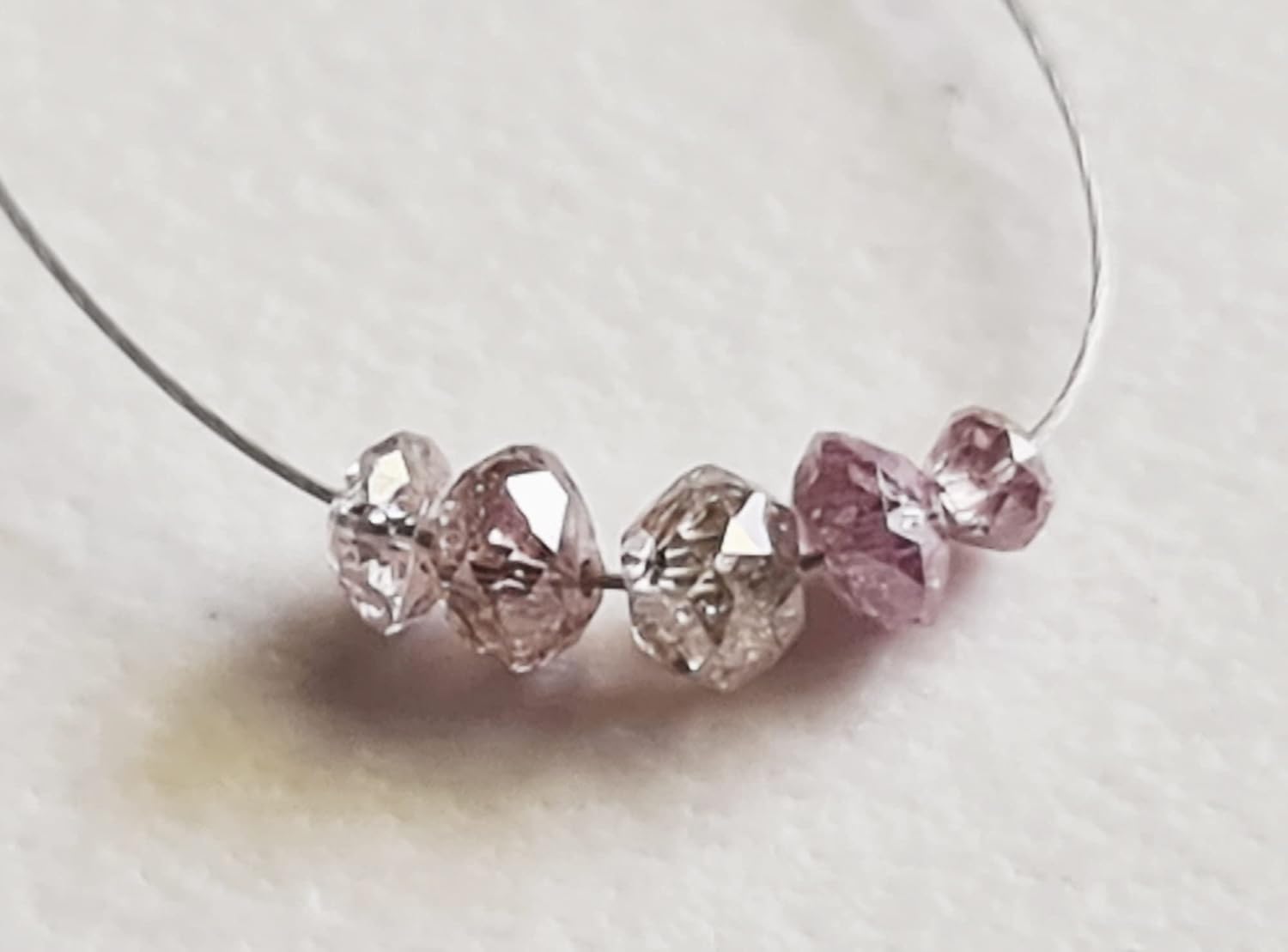 1.8-2.6mm Pink Diamond Beads 0.6 Cts Rare Pink Diamond Faceted Rondelle Bead, Loose Diamonds 5 Pcs Pink Diamond Beads for Jewelry - PPKK25, 1.8-2.6 MM Approx.