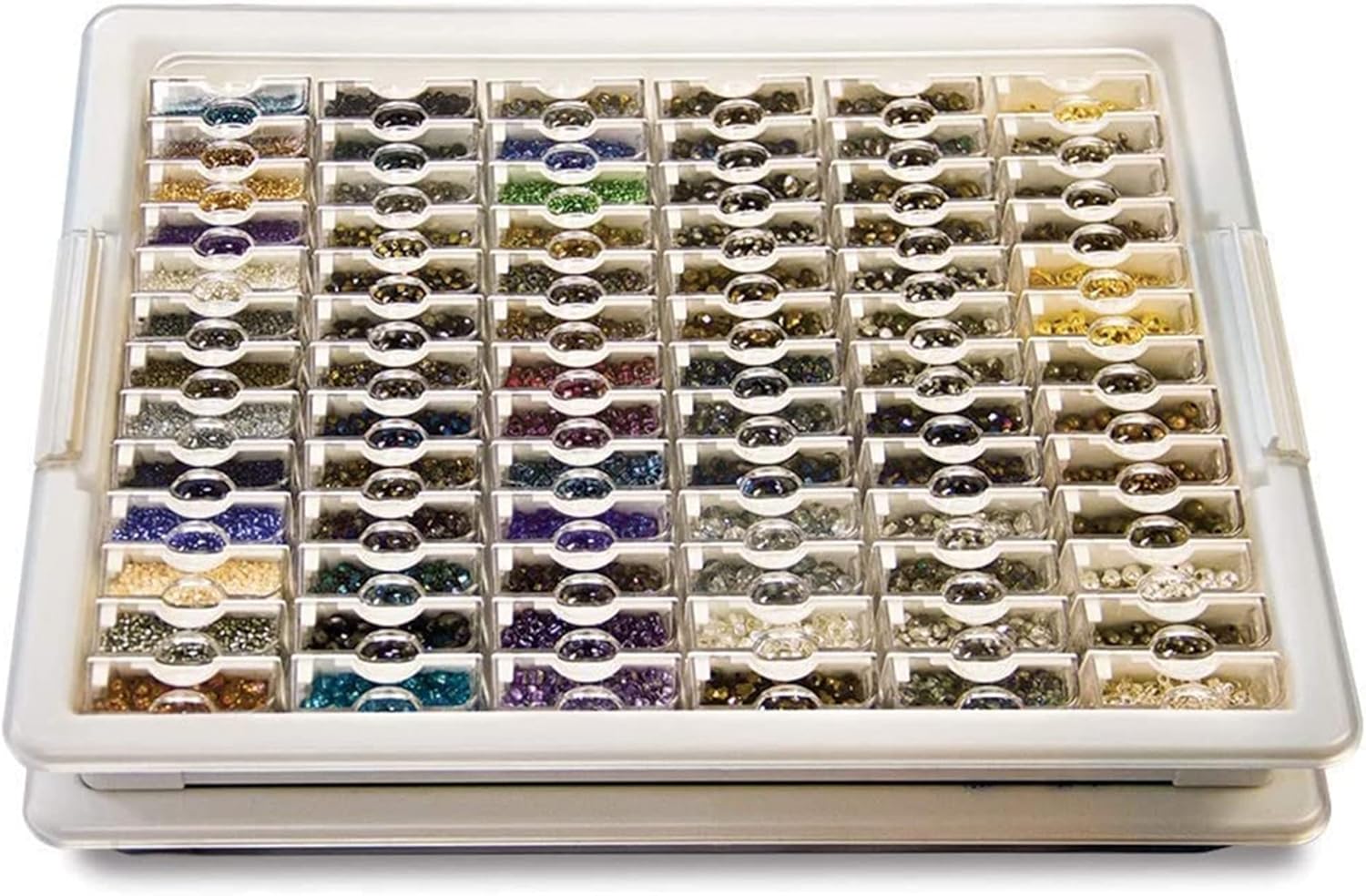 Elizabeth Ward Bead Storage Solutions 82 Piece Stackable Bead Storage Containers with Lid for Art Supplies and Craft Storage, Clear (2 Pack)