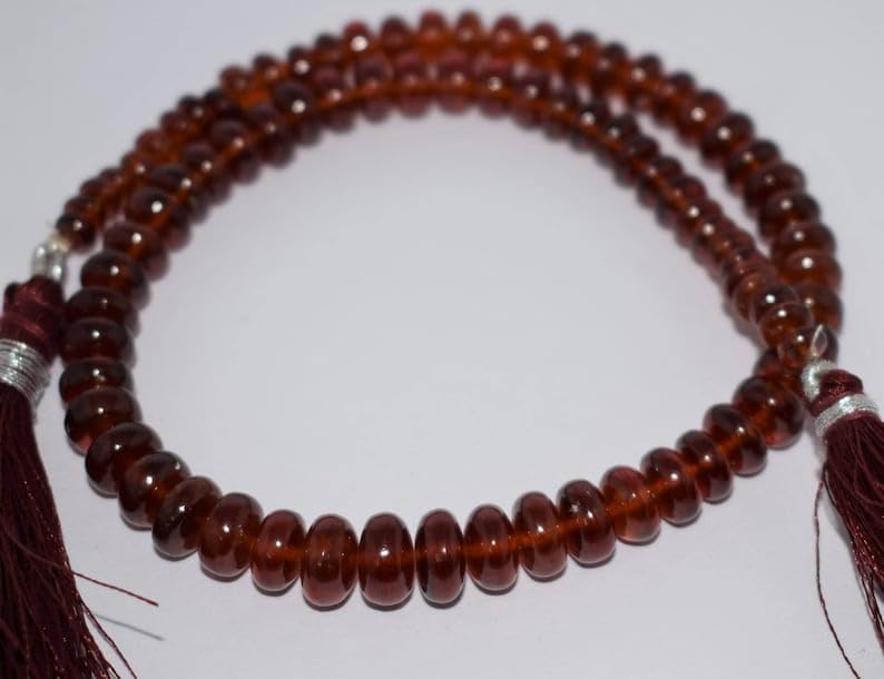 13 inch Strand of Natural gem Orange Hessonite Garnet, 5-8mm Rondelle Smooth Beads for DIY Jewelry Making. | Beads_05951