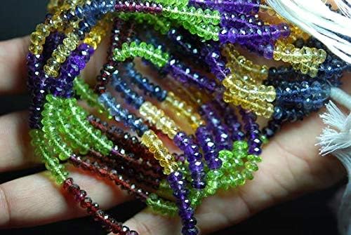 13 inch natural beads strand of 5.5-6mm faceted rondelle multi gemstone gemstone beads for DIY jewelry - necklace, bracelet, earring, ring.