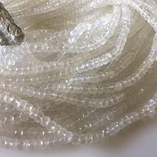 Natural Rainbow Moonstone Multi Strand Necklace, 10 Strand Multi Line Faceted Moonstone Beads, 4mm to 5mm Bead