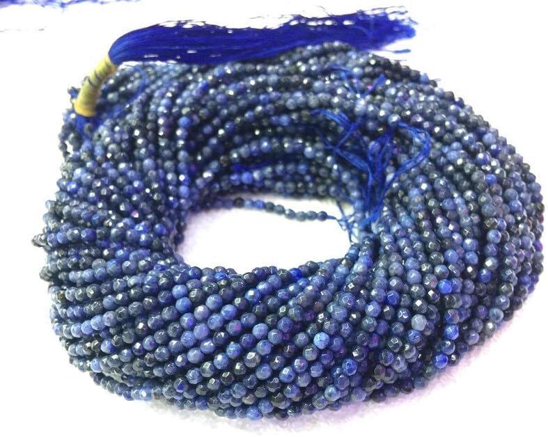 13 inch Strand of Natural gem Dumortierite, 3 mm Round Faceted Beads for DIY Jewelry Making. | Beads_03459, as per photo