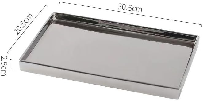 Tray Nordic Style Silver Ceramic Tray Light Luxury Jewelry Tray Home Storage Tray Home Rectangular Storage Tray Serving Trays(XL)