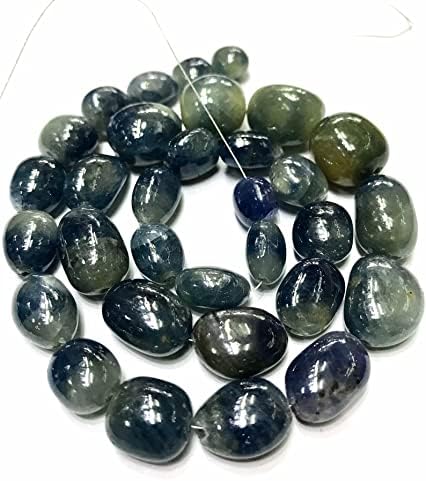 13 inch Strand of Natural gem Bio Sapphire, 8-18mm Tumble Smooth Beads for DIY Jewelry Making. | Beads_01940
