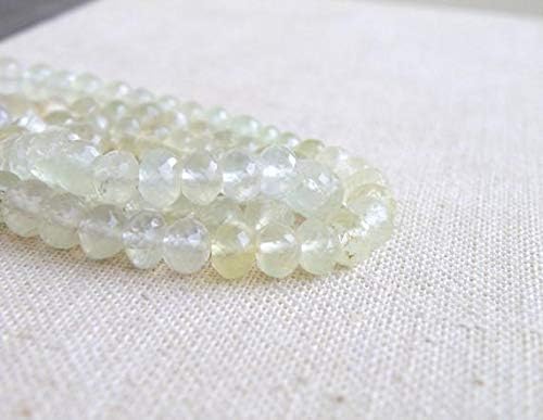 Prehnite Gemstone Rondelle AAA Apple Green Lime Shaded Micro Faceted Israeli Cut 6mm Full Strand 75 Beads Code-HIGH-58355