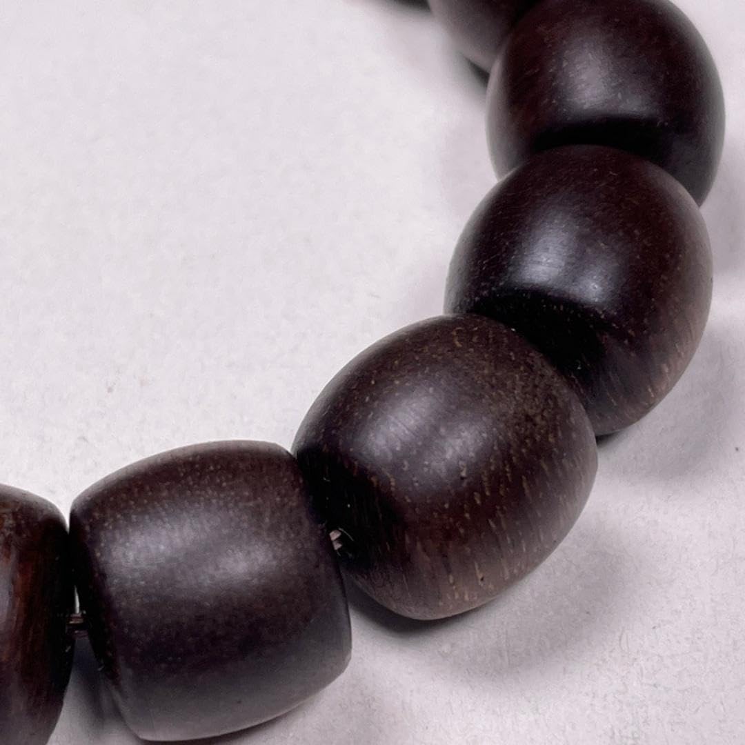 Brunei Heqi Nan Agarwood Barrel Beads, Sinking Grade, 15mm x 15 Pieces Pure Black Oil Quality, Honey-Sweet and Cooling Aroma