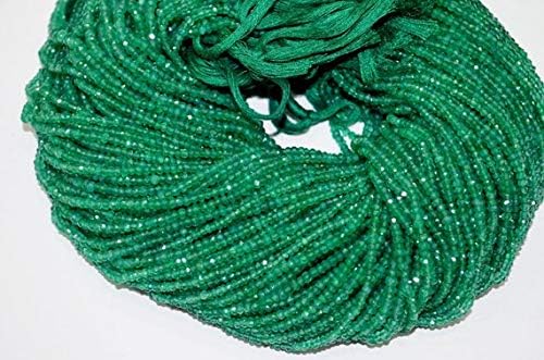 13 inch natural beads strand of 2.5-3mm faceted rondelle green onyx gemstone beads for DIY jewelry - necklace, bracelet, earring, ring.