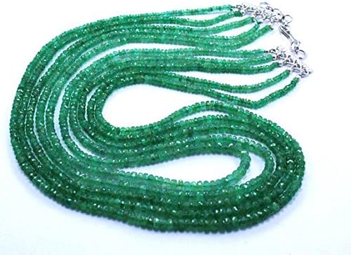 Natural Emerald 3-5mm faceted Rondelle Beads 5 strands 23 inches necklace