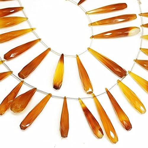 8 inch Strand of Natural Chalcedony 28mm40mm Drop Faceted briolette Beads for DIY Jewelry Making. |BRIO_01671