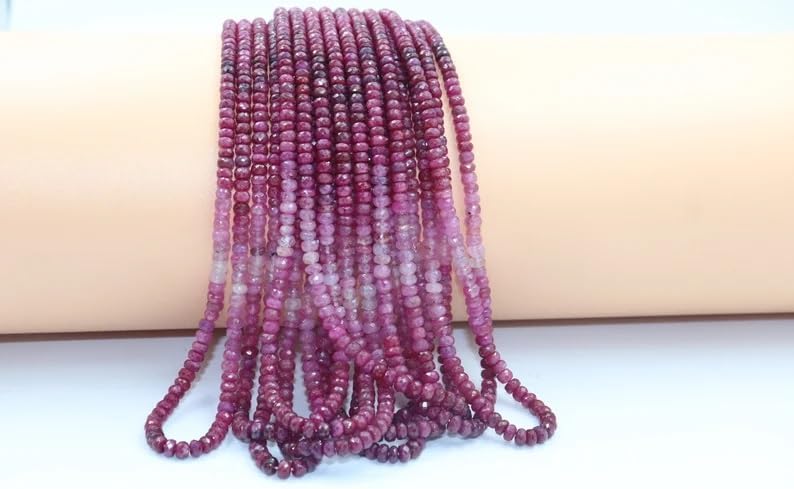 Ruby Faceted Rondelle Beads 4-5 mm Sapphire Beads Ruby Rondelle Beads Faceted Ruby Wholesale Beads for Making Jewelry